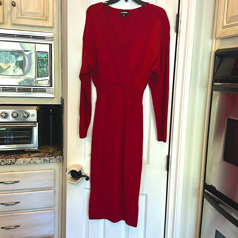 Red sweater dress size Medium Express